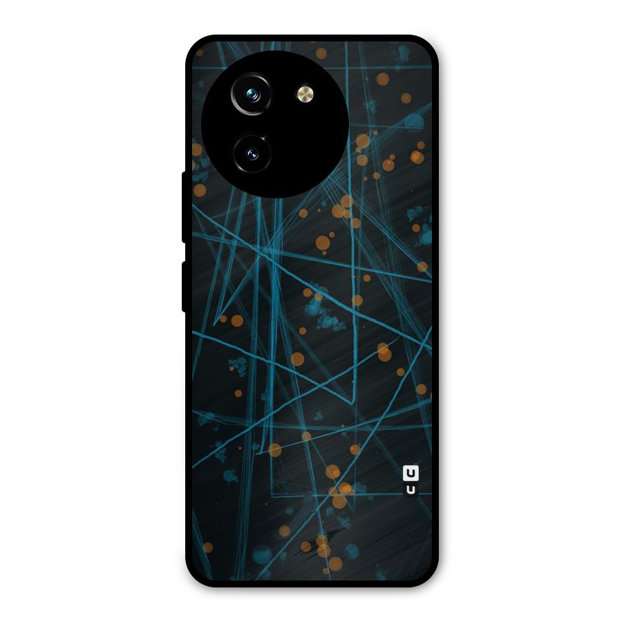 Blue Lines Gold Dots Metal Back Case for Vivo T3x