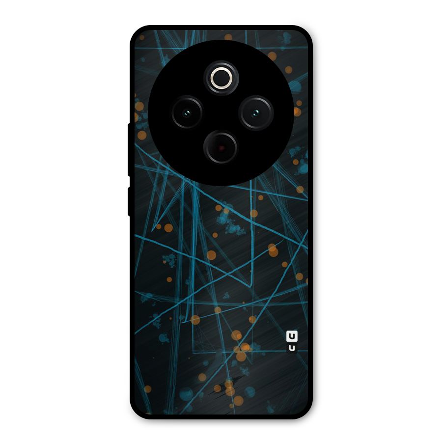 Blue Lines Gold Dots Metal Back Case for Vivo T4