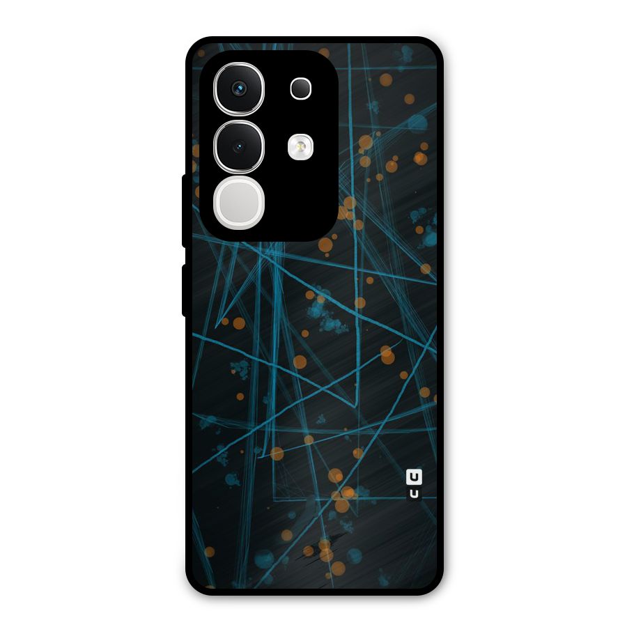 Blue Lines Gold Dots Metal Back Case for Vivo T4x
