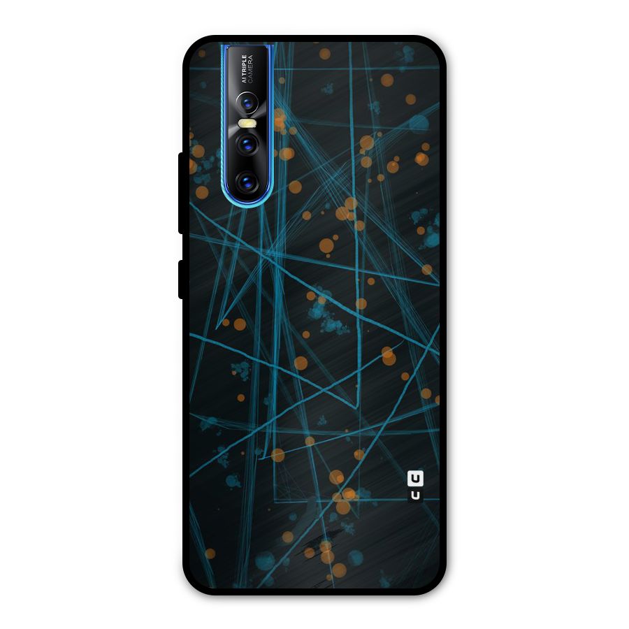 Blue Lines Gold Dots Metal Back Case for Vivo V15 Pro