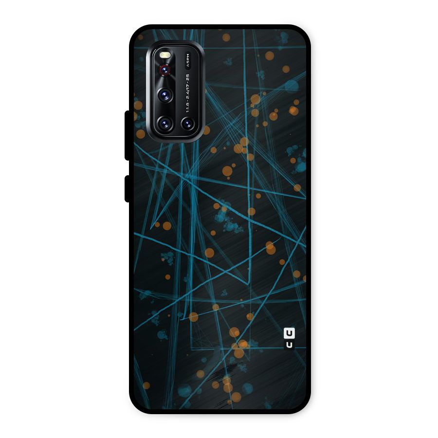Blue Lines Gold Dots Metal Back Case for Vivo V19
