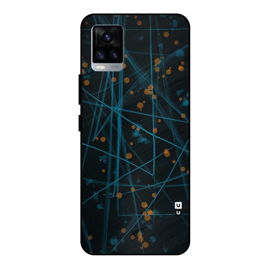 Blue Lines Gold Dots Metal Back Case for Vivo V20