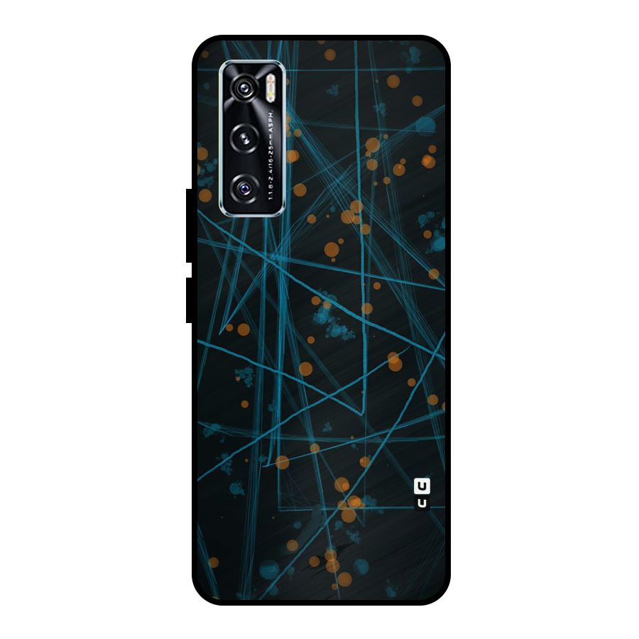 Blue Lines Gold Dots Metal Back Case for Vivo V20 SE