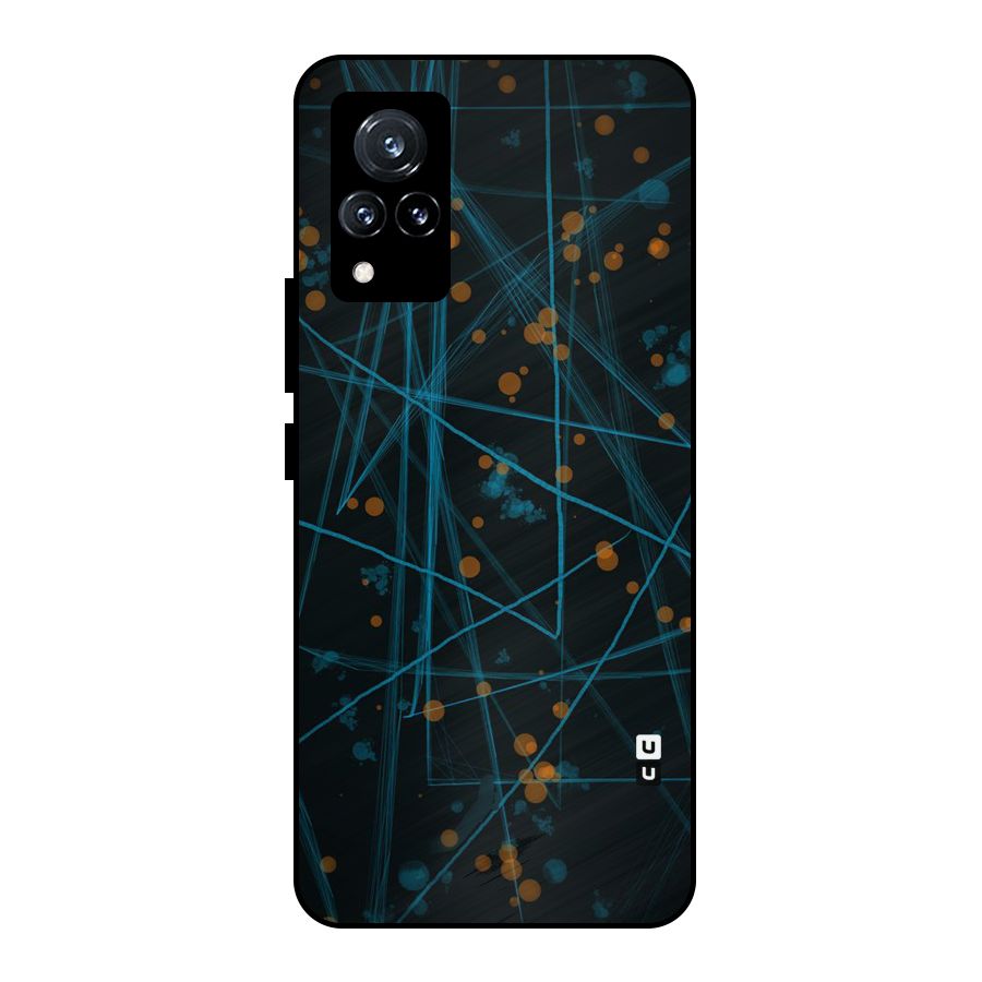 Blue Lines Gold Dots Metal Back Case for Vivo V21 5G