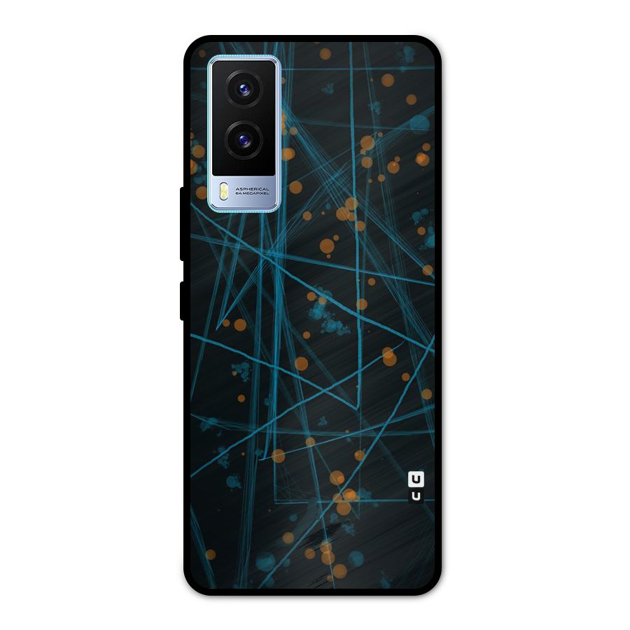 Blue Lines Gold Dots Metal Back Case for Vivo V21e 5G