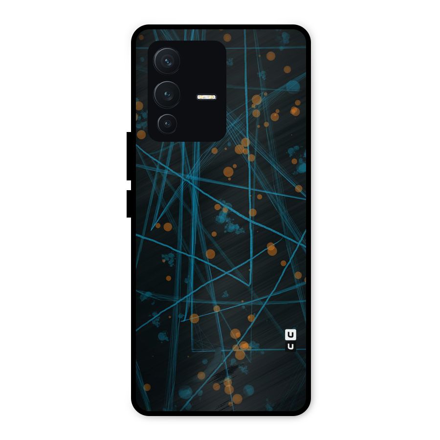 Blue Lines Gold Dots Metal Back Case for Vivo V23 5G