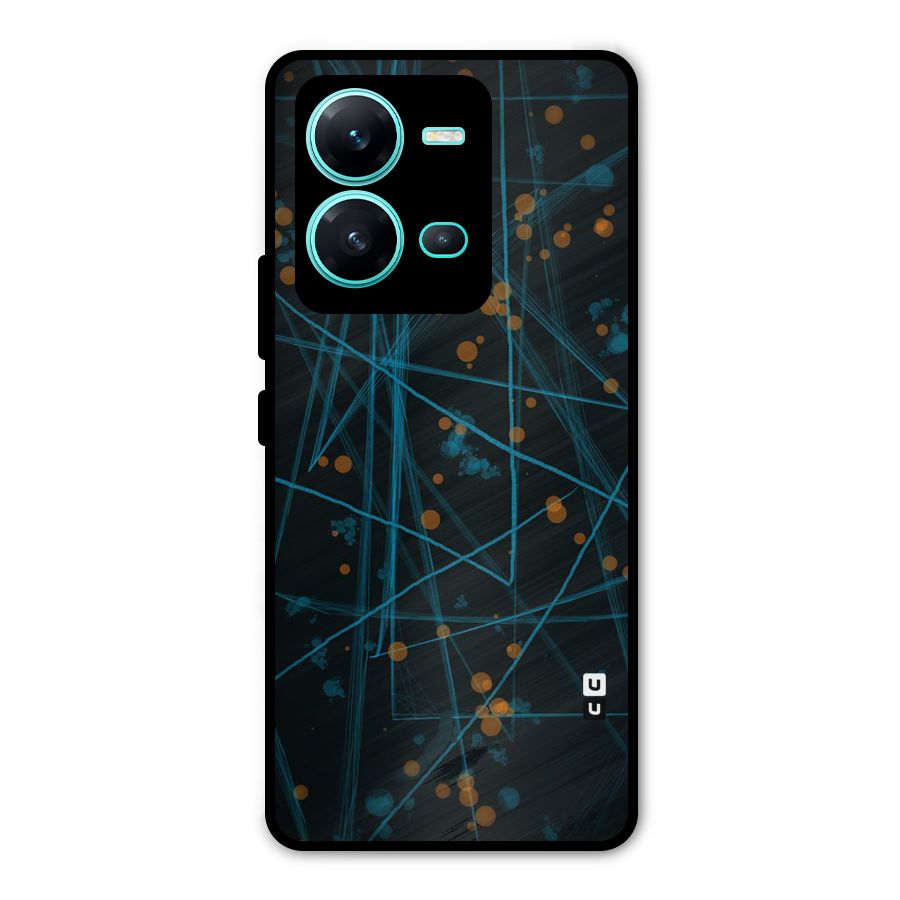 Blue Lines Gold Dots Metal Back Case for Vivo V25