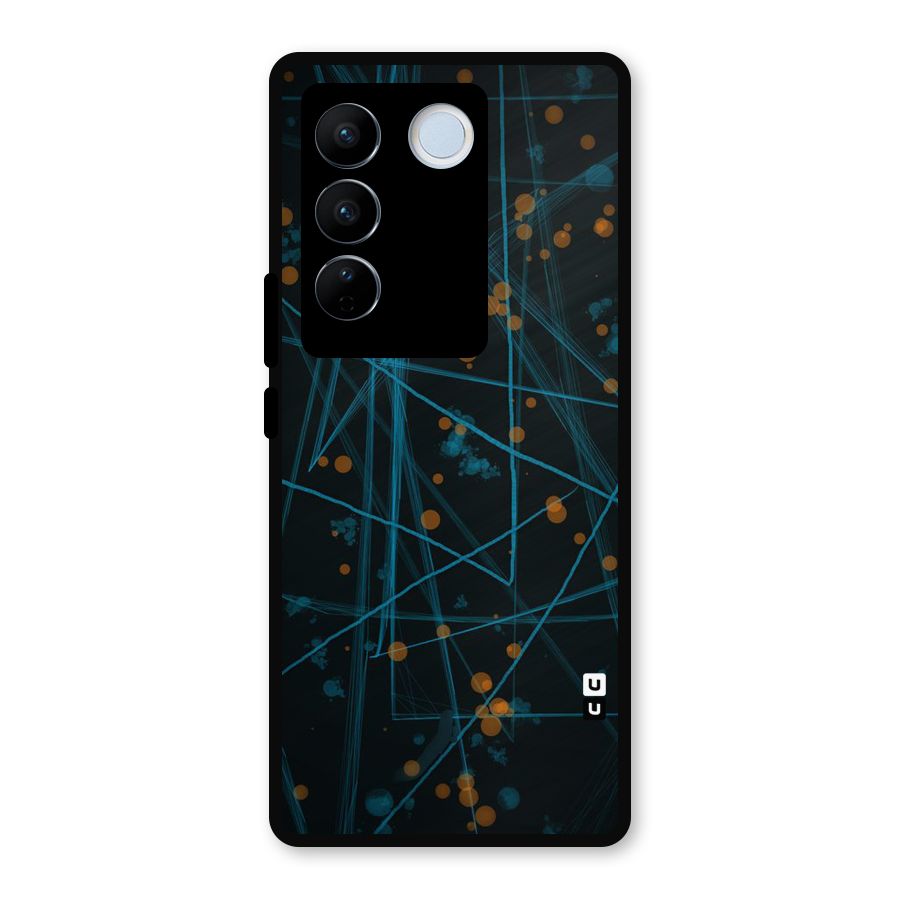 Blue Lines Gold Dots Metal Back Case for Vivo V27