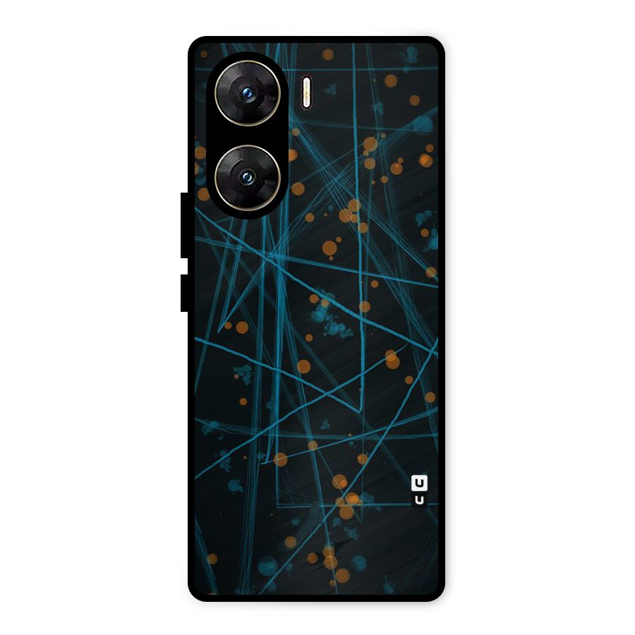 Blue Lines Gold Dots Metal Back Case for Vivo V29e