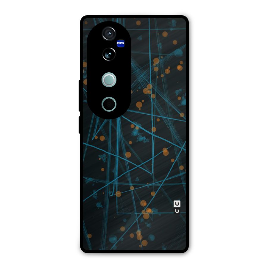 Blue Lines Gold Dots Metal Back Case for Vivo V40