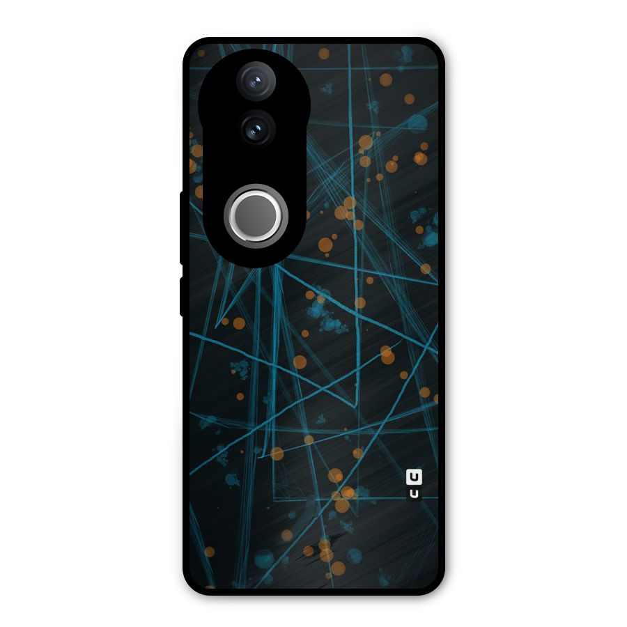 Blue Lines Gold Dots Metal Back Case for Vivo V50e