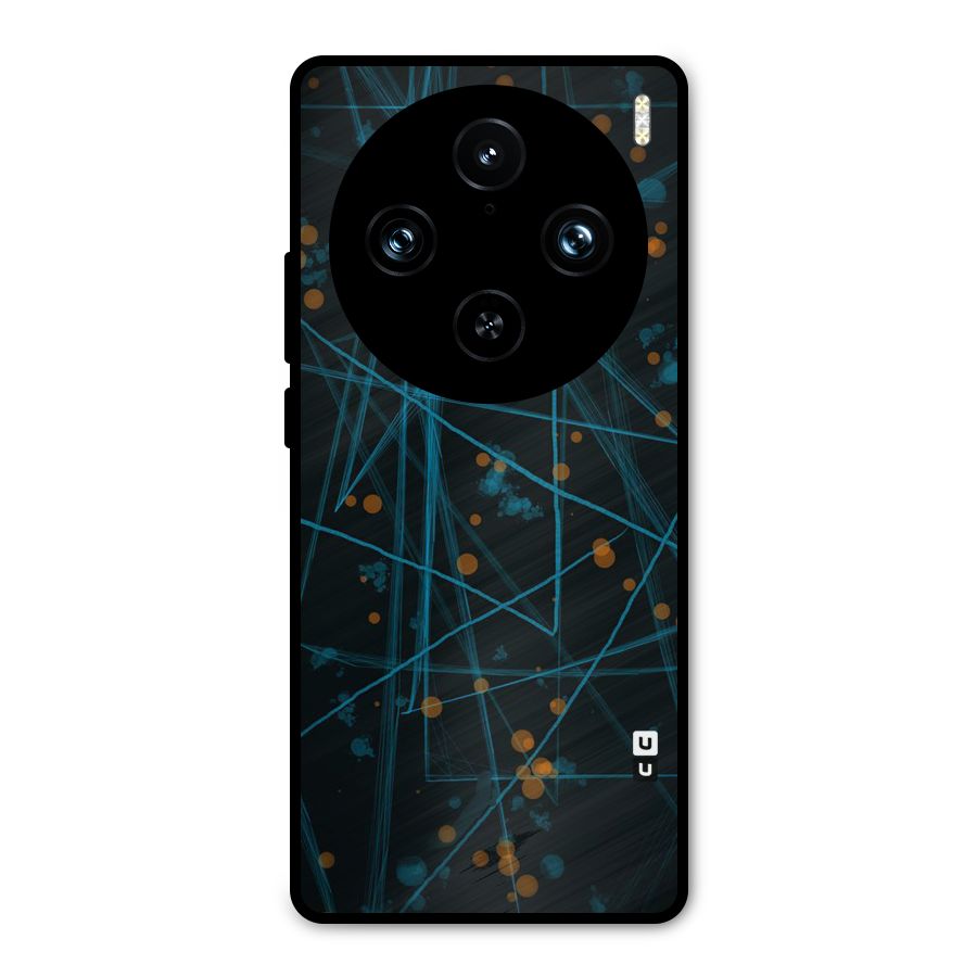 Blue Lines Gold Dots Metal Back Case for Vivo X100 Pro