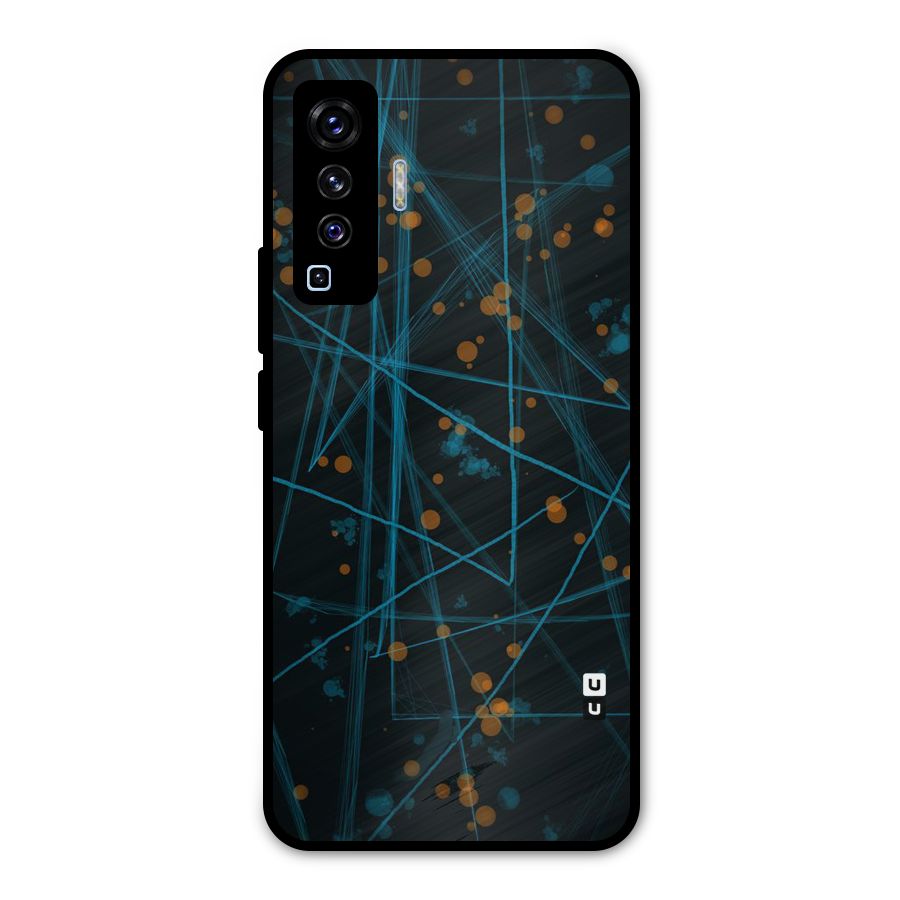 Blue Lines Gold Dots Metal Back Case for Vivo X50