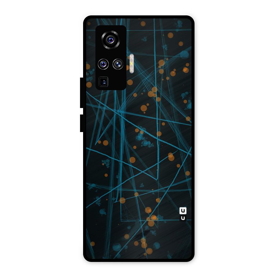 Blue Lines Gold Dots Metal Back Case for Vivo X50 Pro