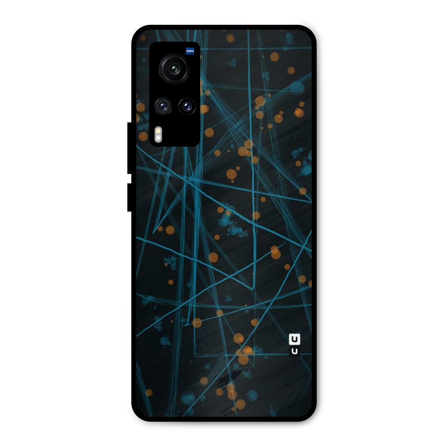 Blue Lines Gold Dots Metal Back Case for Vivo X60