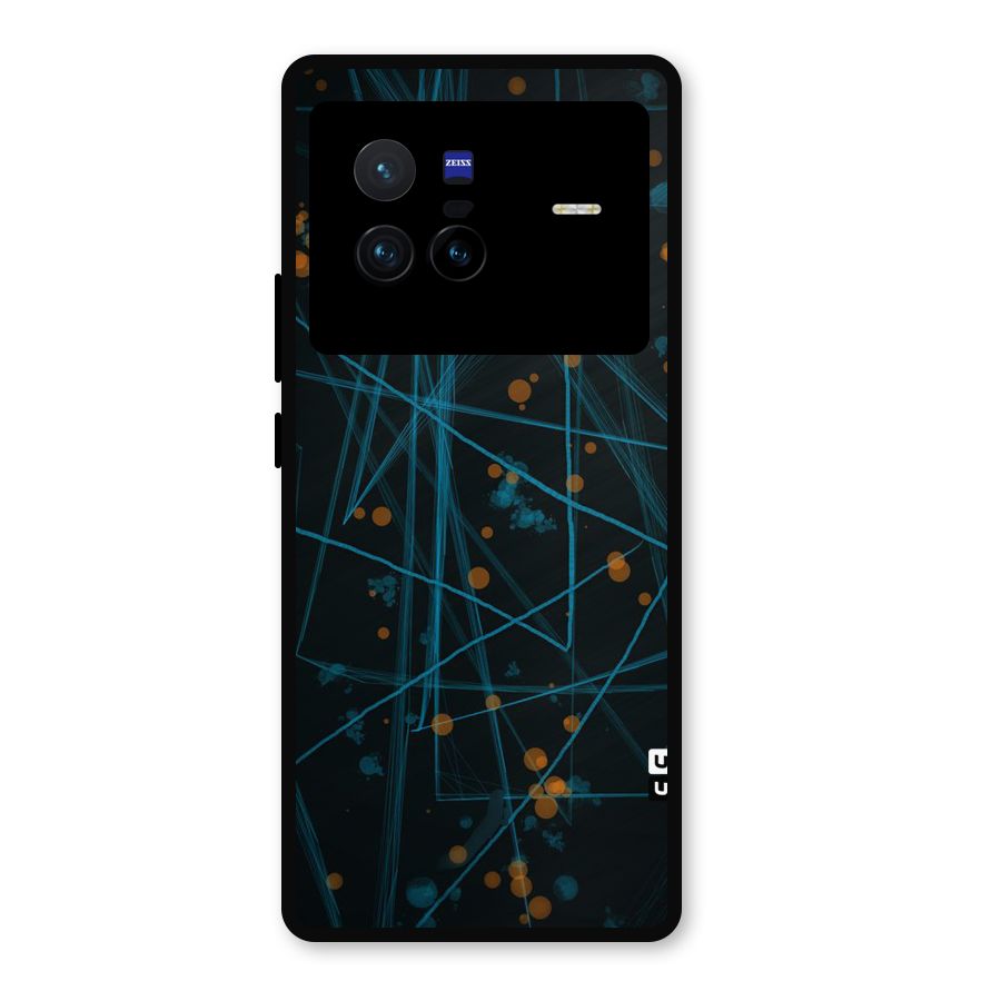 Blue Lines Gold Dots Metal Back Case for Vivo X80
