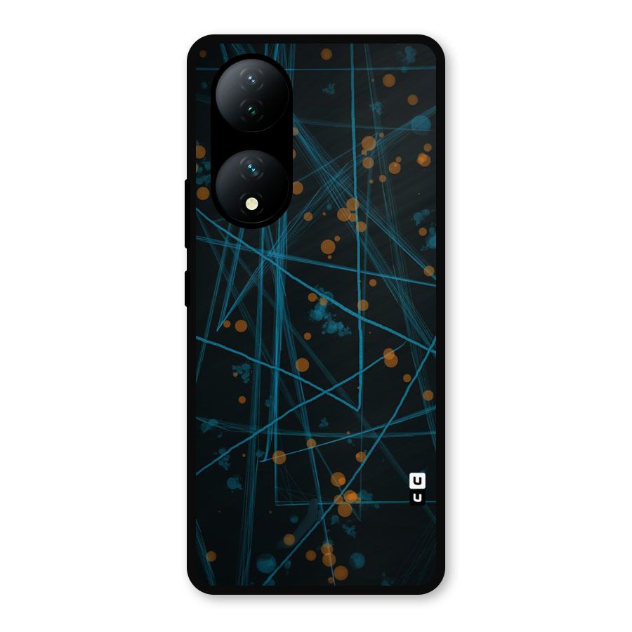 Blue Lines Gold Dots Metal Back Case for Vivo Y100a