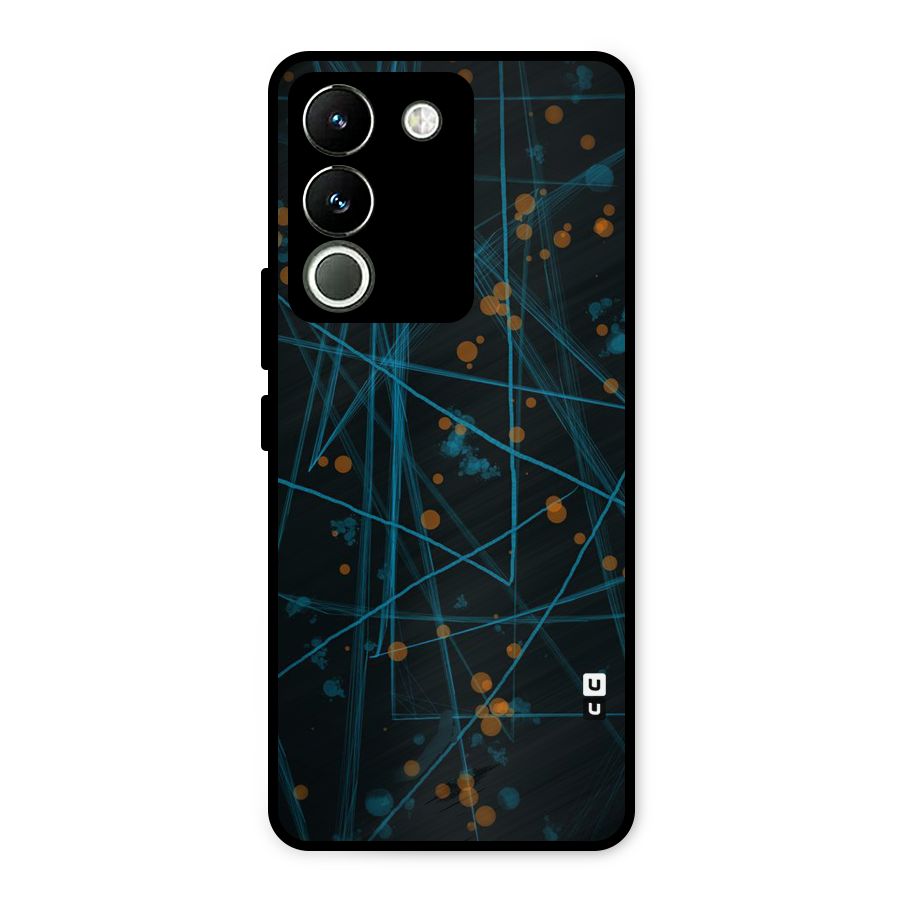 Blue Lines Gold Dots Metal Back Case for Vivo Y200