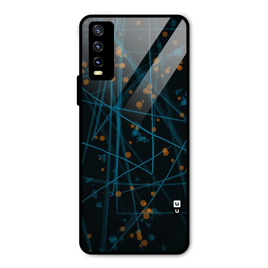 Blue Lines Gold Dots Metal Back Case for Vivo Y20g