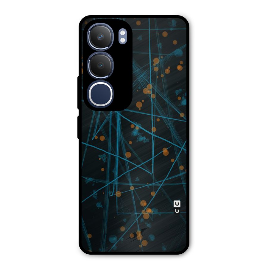 Blue Lines Gold Dots Metal Back Case for Vivo Y29