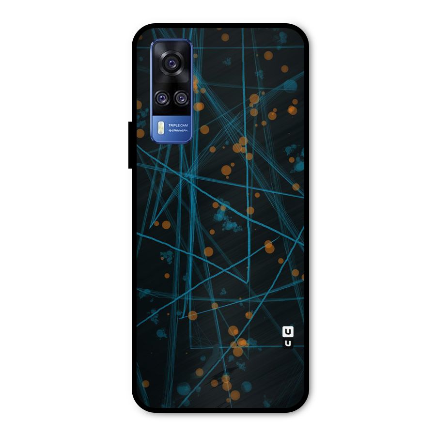 Blue Lines Gold Dots Metal Back Case for Vivo Y31