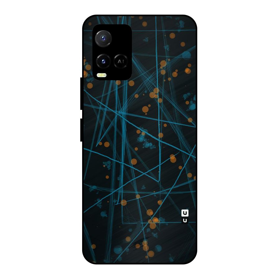 Blue Lines Gold Dots Metal Back Case for Vivo Y33s