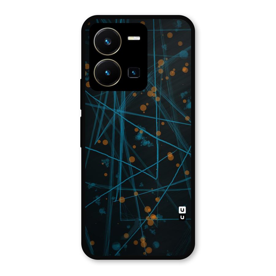 Blue Lines Gold Dots Metal Back Case for Vivo Y35