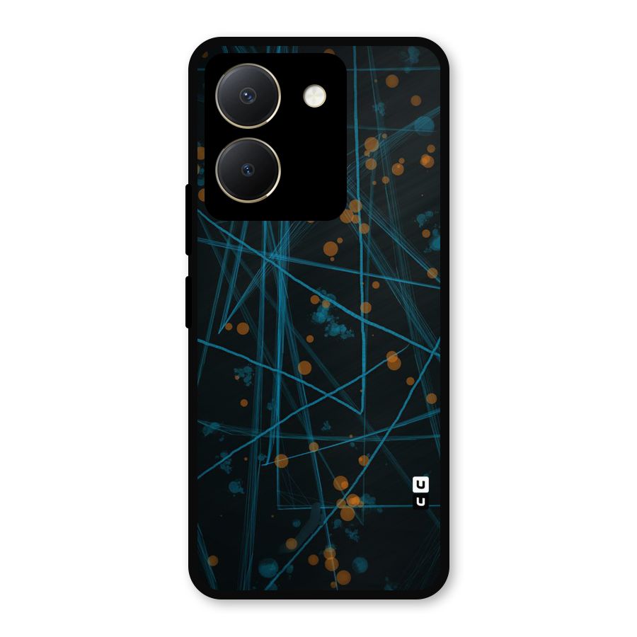 Blue Lines Gold Dots Metal Back Case for Vivo Y36