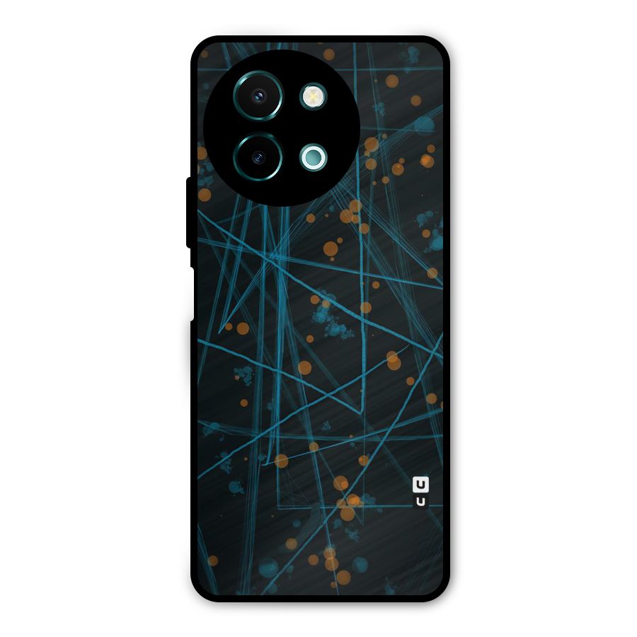 Blue Lines Gold Dots Metal Back Case for Vivo Y58