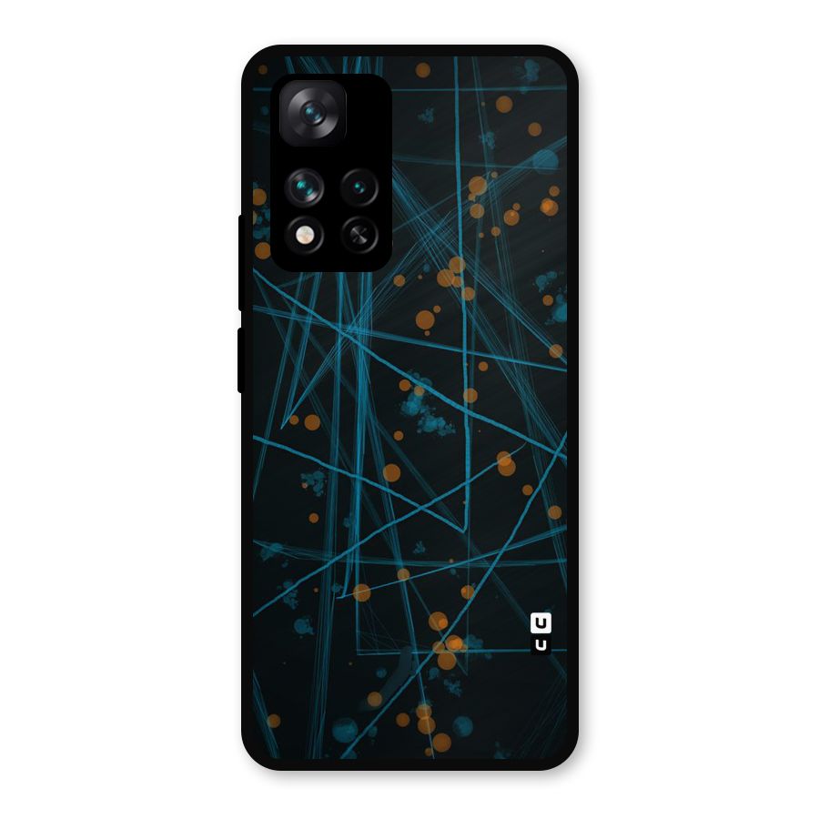 Blue Lines Gold Dots Metal Back Case for Xiaomi 11i Hypercharge 5G