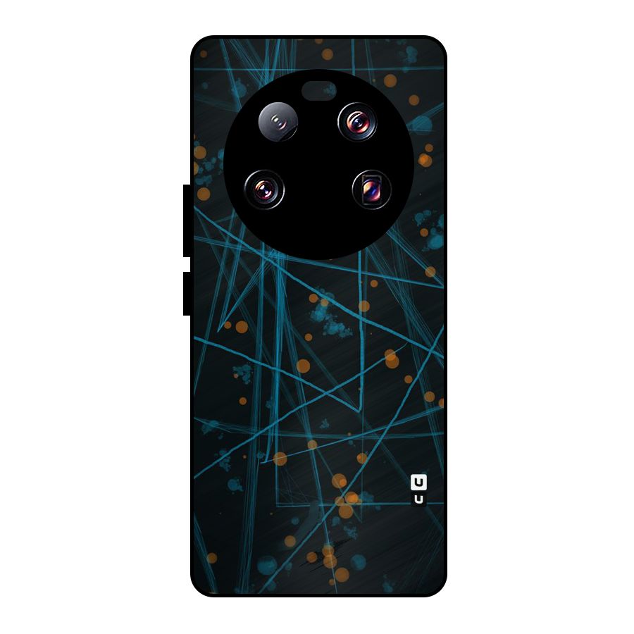 Blue Lines Gold Dots Metal Back Case for Xiaomi 13 Ultra