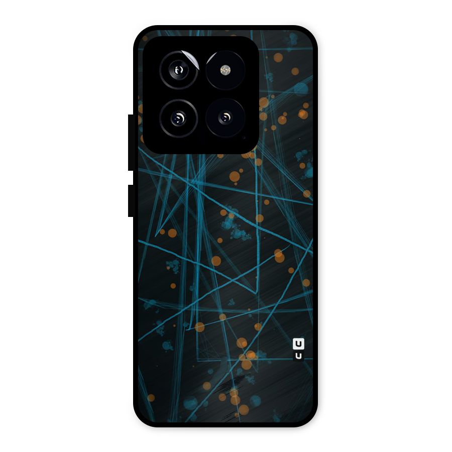 Blue Lines Gold Dots Metal Back Case for Xiaomi 14