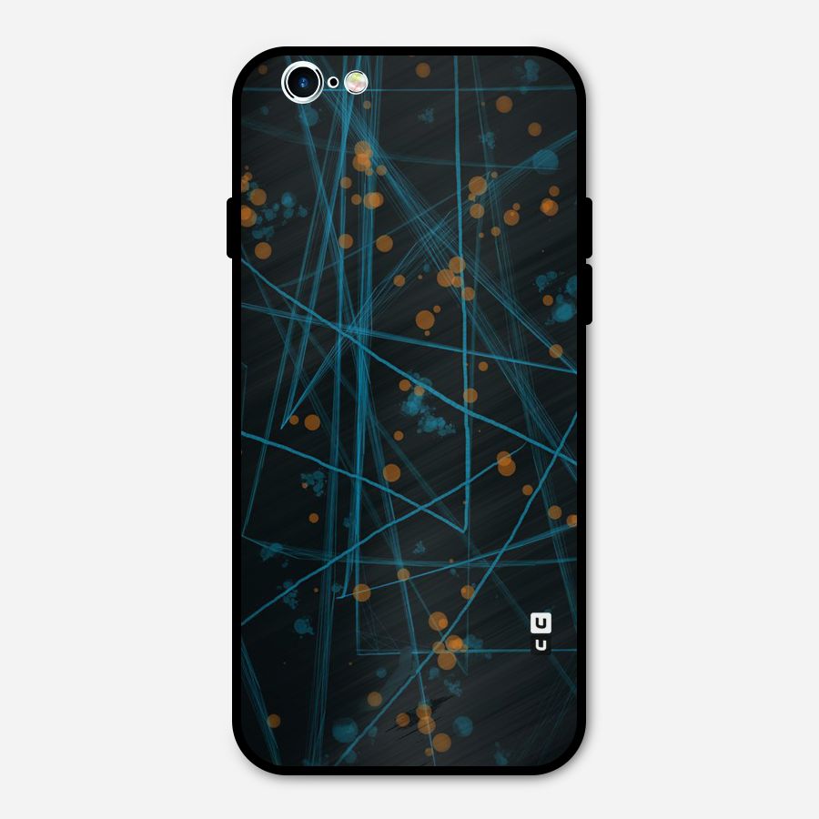 Blue Lines Gold Dots Metal Back Case for iPhone 6 6s