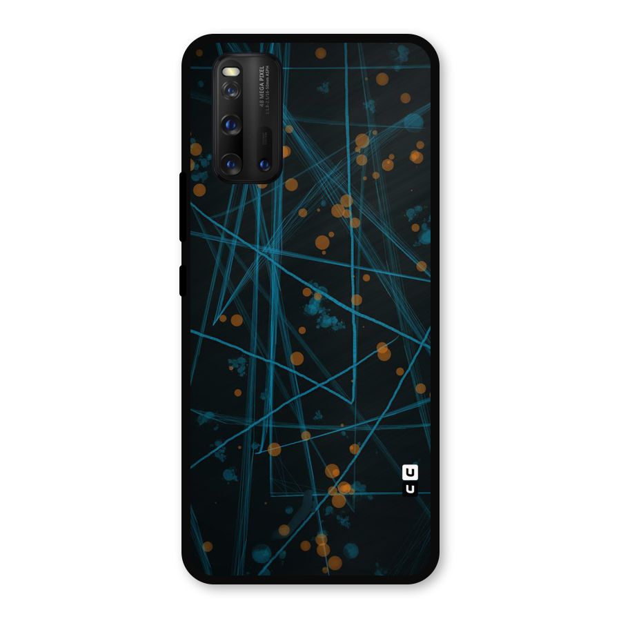 Blue Lines Gold Dots Metal Back Case for iQOO 3