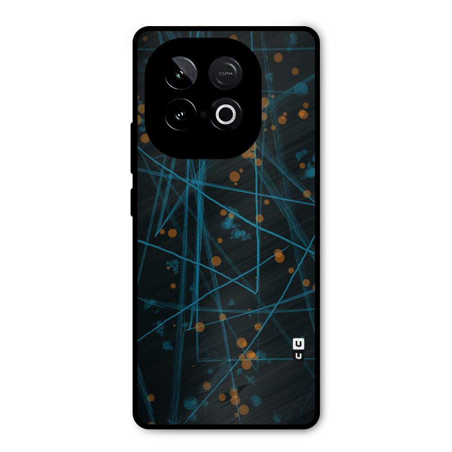 Blue Lines Gold Dots Metal Back Case for iQOO Neo 10