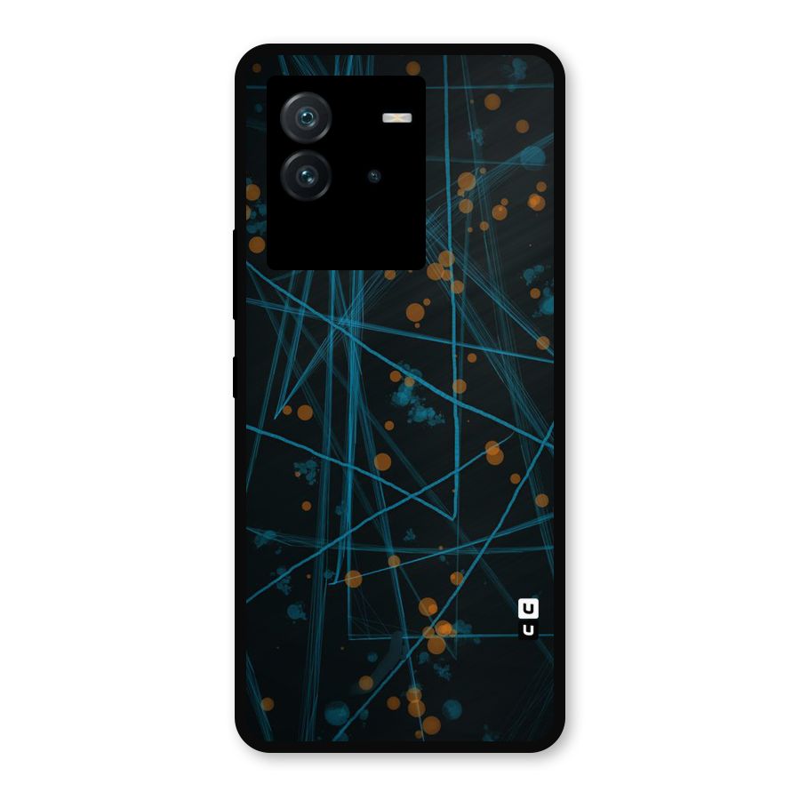 Blue Lines Gold Dots Metal Back Case for iQOO Neo 6 5G