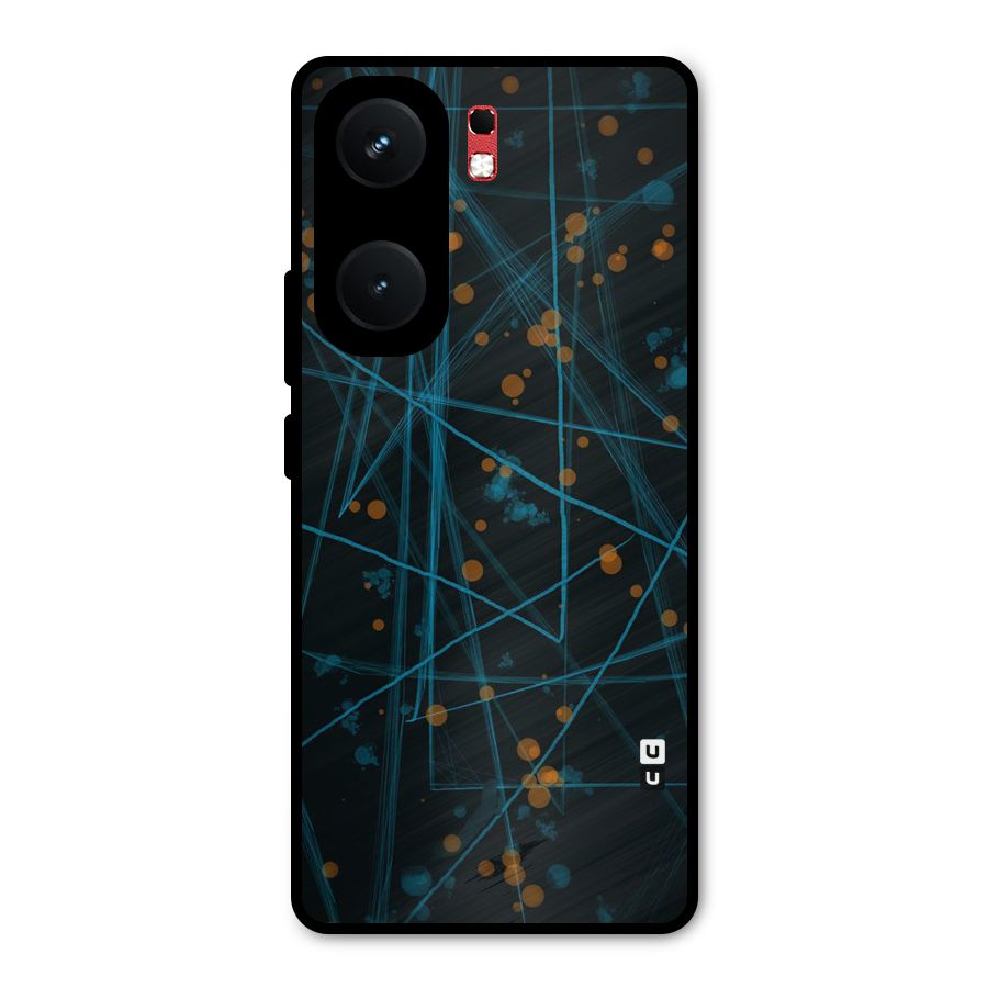 Blue Lines Gold Dots Metal Back Case for iQOO Neo 9 Pro