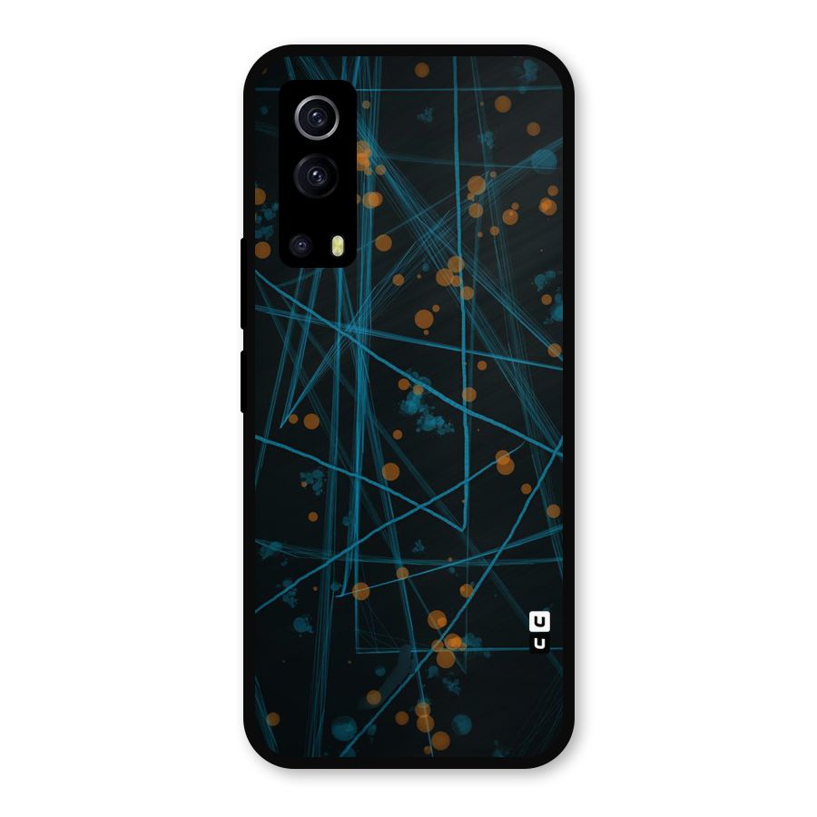 Blue Lines Gold Dots Metal Back Case for iQOO Z3