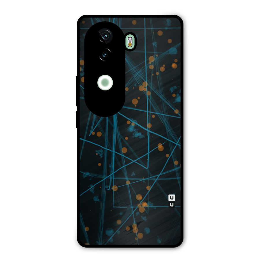 Blue Lines Gold Dots Metal Back Case for iQOO Z9s