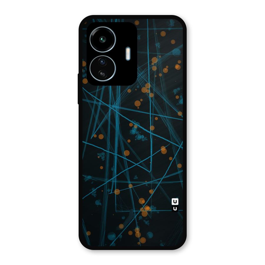 Blue Lines Gold Dots Metal Back Case for vivo iQOO Z6 Lite 5G