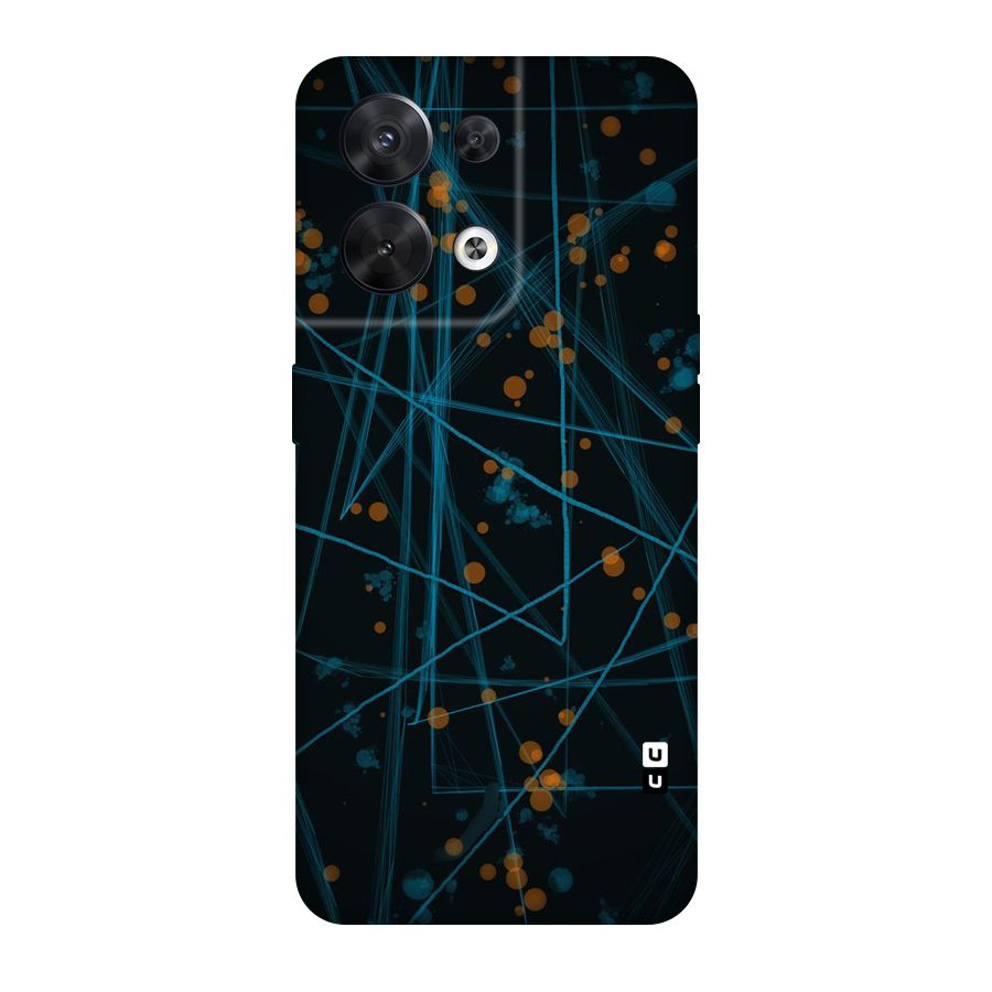 Blue Lines Gold Dots Original Polycarbonate Back Case for Oppo Reno8 5G