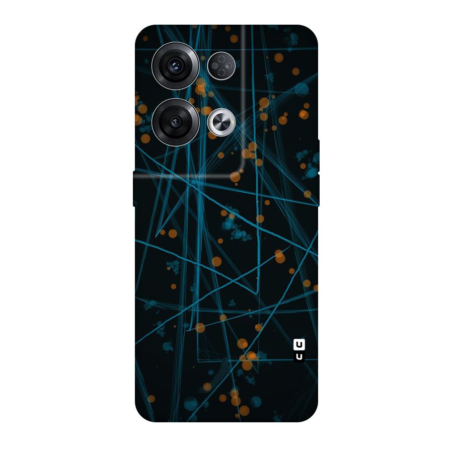 Blue Lines Gold Dots Original Polycarbonate Back Case for Oppo Reno8 Pro 5G