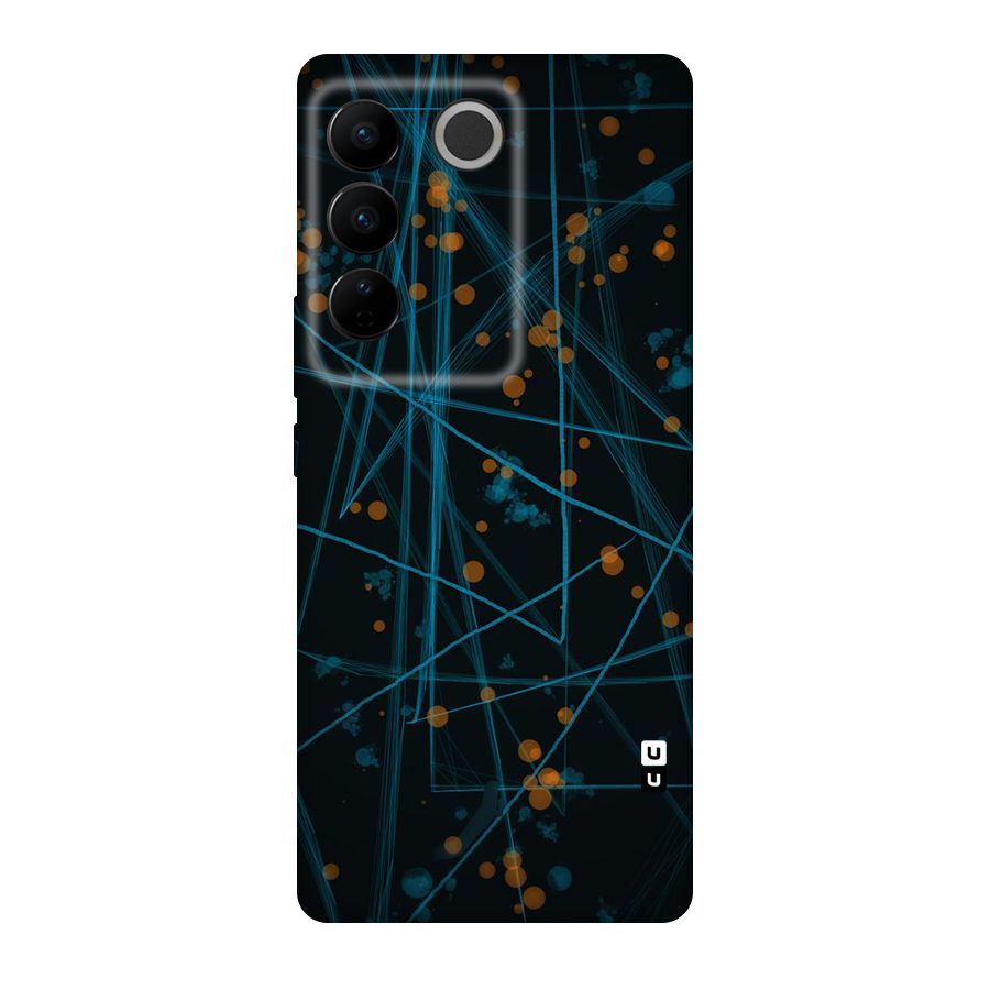 Blue Lines Gold Dots Original Polycarbonate Back Case for Vivo V27