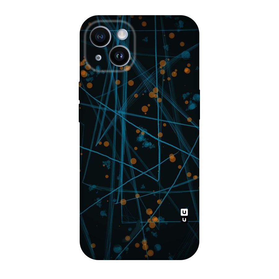 Blue Lines Gold Dots Original Polycarbonate Back Case for iPhone 14