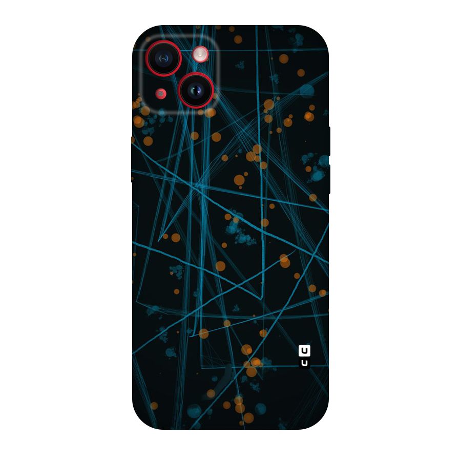 Blue Lines Gold Dots Original Polycarbonate Back Case for iPhone 14 Plus