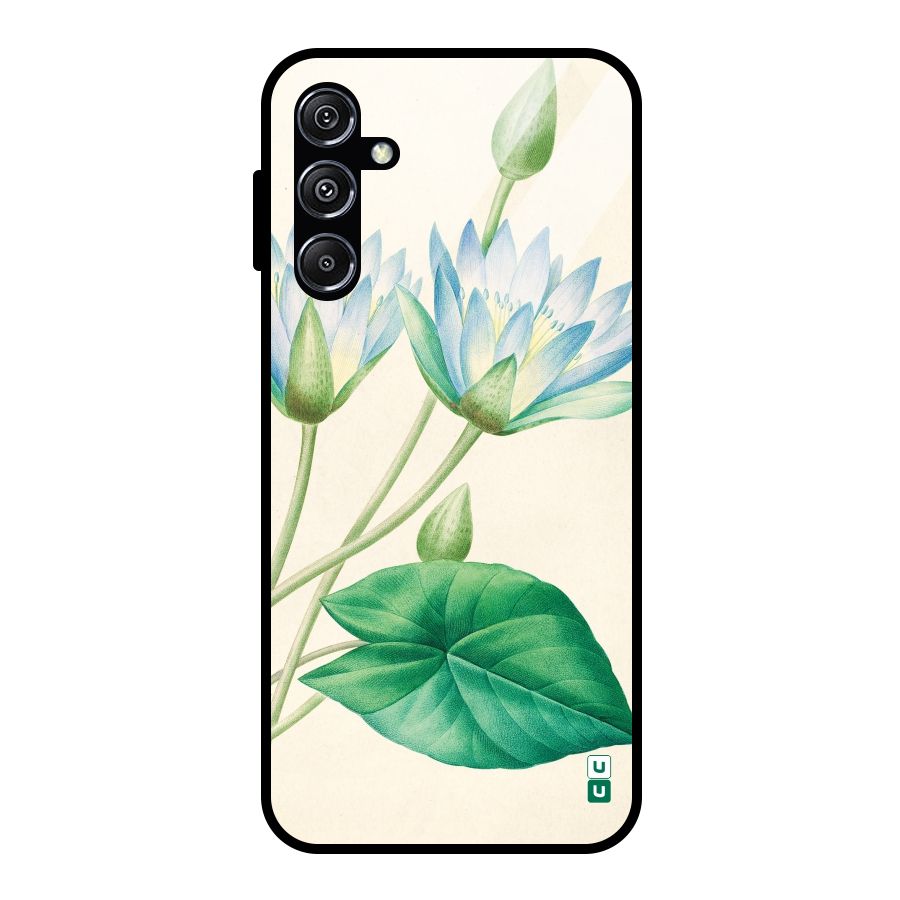 Blue Lotus Glass Back Case for Galaxy M34 5G