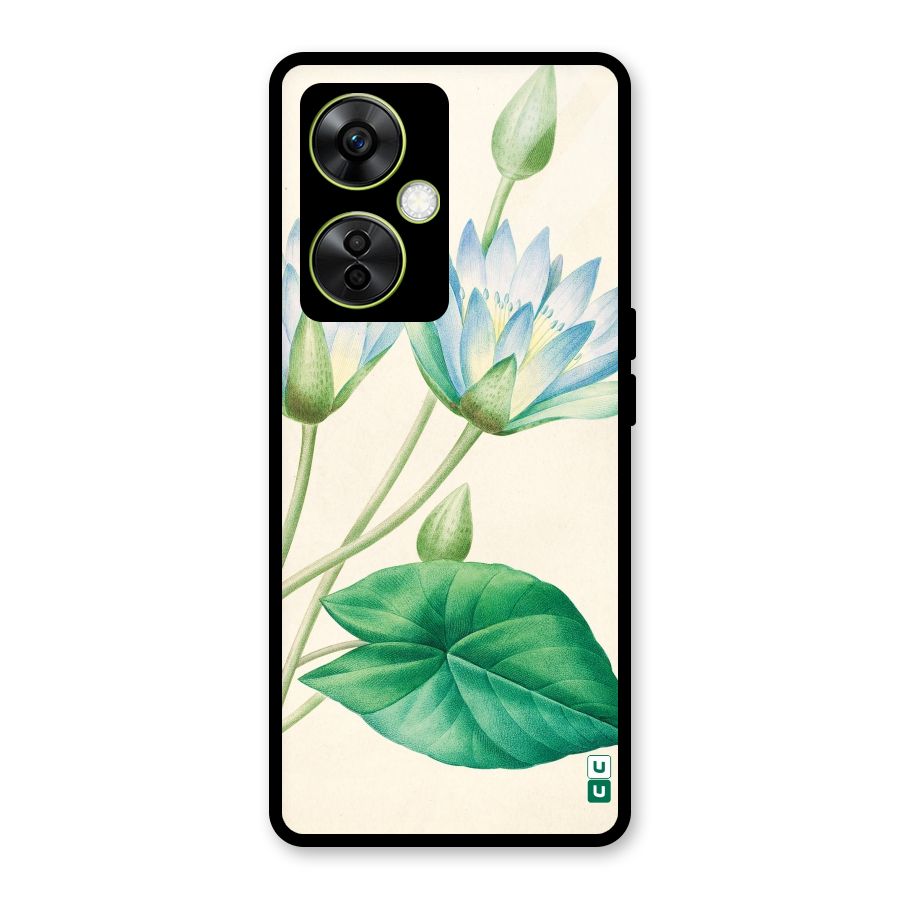 Blue Lotus Glass Back Case for OnePlus Nord CE 3 Lite