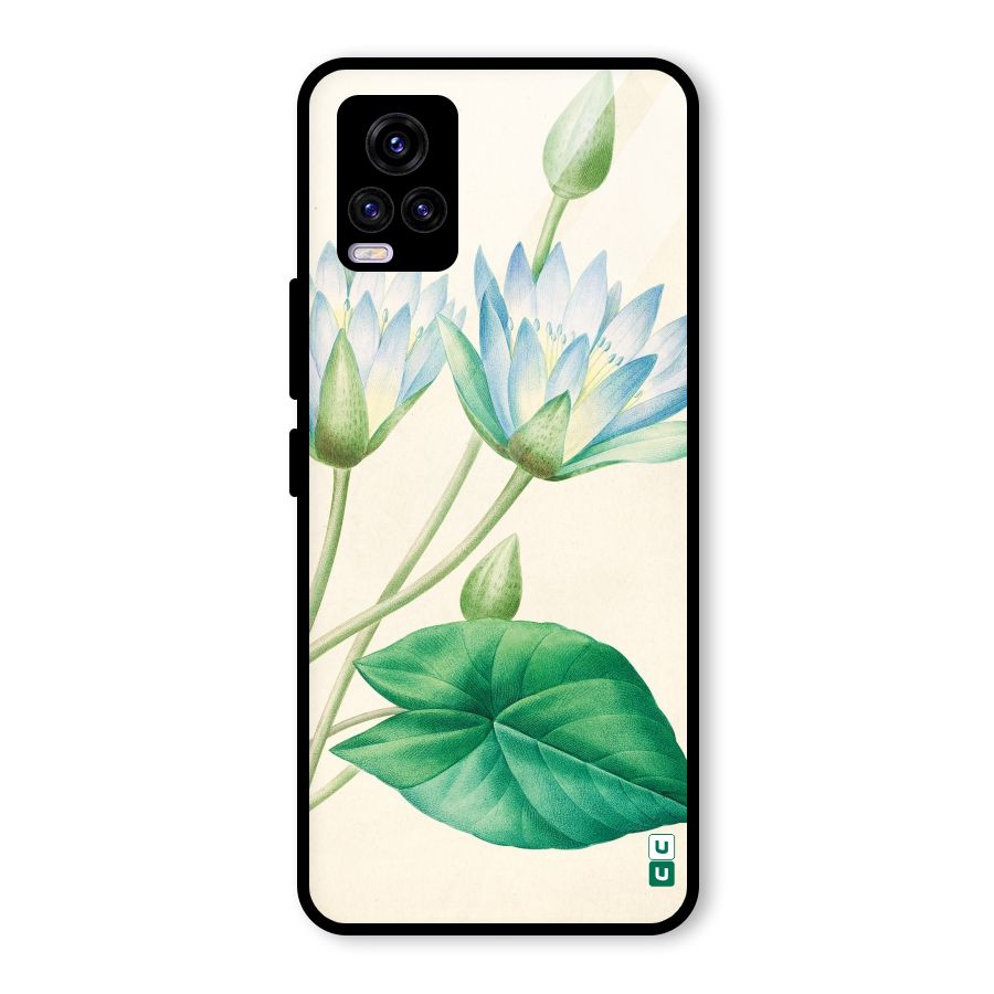 Blue Lotus Glass Back Case for Vivo V20 2021