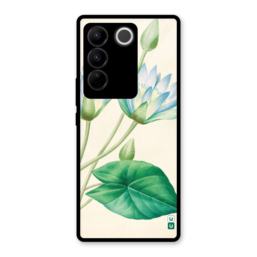 Blue Lotus Glass Back Case for Vivo V27 Pro