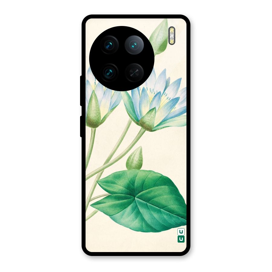 Blue Lotus Glass Back Case for Vivo X90 Pro